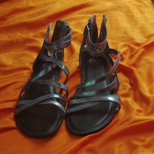 Wonder Nation Iridescent Black Strappy Sandals